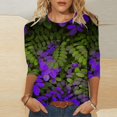 thumbnail image 1 of Xihbxyly Hauts pour Femmes Manches 3/4 T-shirt Imprimé de Mode pour Femmes Blouse à Manches 3/4 Col Rond Hauts Décontractés Articles en Liquidation, 1 of 5