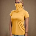thumbnail image 2 of BiZtdJrK T-Shirts de Protection Solaire à Manches Courtes pour Femmes avec Masque Facial, Maillot Dermoprotecteur d'Extérieur, Chemise de Pêche et de Randonnée, Haut Court Décontracté d'Été, Jaune, m, Économies d'Été, 2 of 8