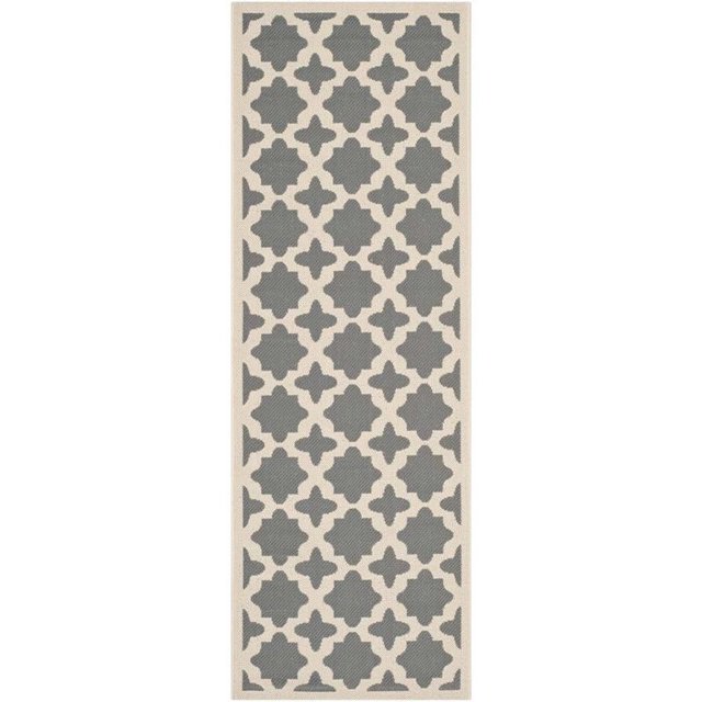 Safavieh Courtyard Anthracite Indoor Outdoor Rug - Runner 2'3" x 10'