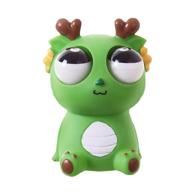 YSABOXY Cartoon Big Eyes Dragon Toy, a green dragon-shaped novelty squeeze toy with large, expressive eyes and playful features. Designed for stress relief, the anti-stress toy is made of durable plastic and measures 11 x 6.5 cm. Its compact size makes it portable for use at home, school, work, or travel.