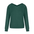 thumbnail image 4 of Fall Sweaters for Women V Neck Long Sleeve Solid Color Ribbed Pullover Sweaters Casual Loose Comfy Shirts Tunic Tops, 4 of 5