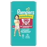 Pampers Diapers - Swaddlers 360° - Size 6, up to 100% Leakproof Comfy Dry Fit, EZ Off Tabs Designed for Easy Changes, Pull On Diaper