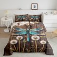 thumbnail image 2 of Erosebridal Ensembles de Couette Florale Pissenlit Format Grand, Ensemble de Literie Libellule Couette Grand, Déco de Chambre à Fleurs, Réversible, Respirant, 3 Pcs, 2 of 7