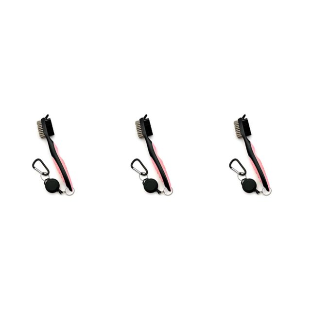 VONKY Stainless Steel Golf Club Brush Portable Handheld Replacement Solid Color Telescopic Double-sided Ball Brushes Pink Lidless 3Set