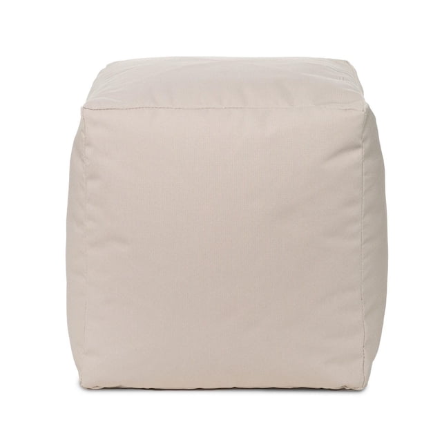 Gouchee Home Cube Soleil Outdoor/Indoor Beige Ottoman Pouf – Waterproof Cube Pouf with Polystyrene Bead Filling, Lightweight Modern Seating for Patio, Deck, or Living Room