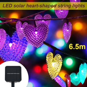 AMERTEER Lumières à cordes solaires en forme de cœur 30 LEDs solaire alimenté lumière décorative jardin lumières extérieures décoratives solaires avec 8 Modes d'éclairage pour Jardin Noël Patio de mariage Party De