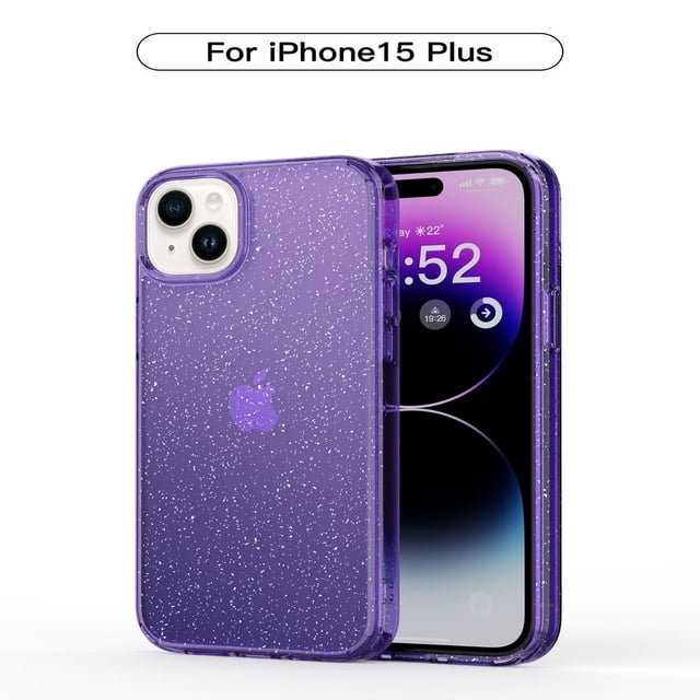 Suitable for 15 Case Glitter Clear Glitter Shockproof Protective Phone Cases Sparkle Bling Anti-Scratch Hard PC Back Soft