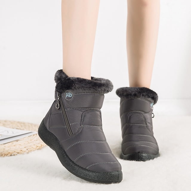 YOUSNH Bottes d'Hiver pour Femmes Bottines Courtes Imperméables Chaussures Chaudes Bottes pour Femmes Gris 8
