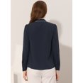 thumbnail image 4 of INSPIRE CHIC Blouse Chemise à Manches Longues de Travail pour Femme à Col Noué Boutonnée TP Bleu Foncé, 4 of 5