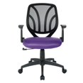 thumbnail image 3 of Screen Back Chair with Purple Mesh Flip Arms and Silver Accents, 3 of 8