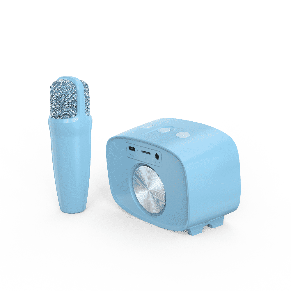 myFirst Voice 2 Kids Karaoke Machine Portable Bluetooth Speaker, Wireless Microphone, 5 Voice Changer (Blue)