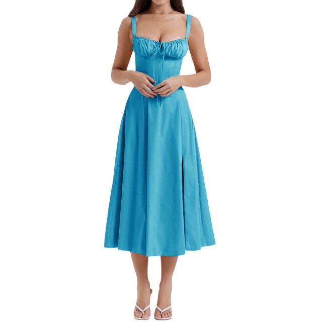 Kmbangi Robes d'Été pour Femmes 2023 Sans Manches à Bandage Robe Trapèze de Soirée pour Boîte de Nuit Plage