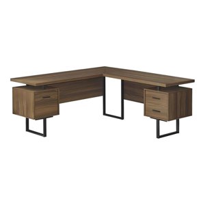 Pemberly Row Black Home Bureau Corner 70"L-Shape ordinateur bureau à Walnut