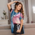 thumbnail image 3 of Easygdp Chien en Coiffeur pour Chemise de Nuit Femme Vêtements de Nuit Manches Courtes Chemise Décontractée Imprimée Robe de Nuit, 3 of 6