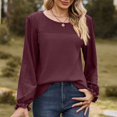 thumbnail image 2 of Timegard Blouse pour Femmes, Oeillets, Encolure Dégagée, Volants, Manches Longues, Hauts d'Automne Décontractés et Confortables, Couleur Unie, 2 of 8