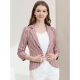 thumbnail image 3 of INSPIRE CHIC Blazer à Rayures pour Femme Manches 3/4 Décontracté Ouvert à l'Avant Revers Cranté Blazer S Rose Foncé, 3 of 6