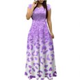 thumbnail image 2 of Robes pour Femmes 2024 Été Oversize Col Rond Manches Courtes Imprimé Quotidien Décontracté Vintage Bohème Robe Maxi Rabais de 50 % Liquidation!, 2 of 5