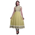 thumbnail image 1 of Bimba Kurti Longue Indienne Beige à Fleurs pour Femmes Tenue de Fête Imprimée Sans Manches Robe Anarkali Kurti X-Small, 1 of 6