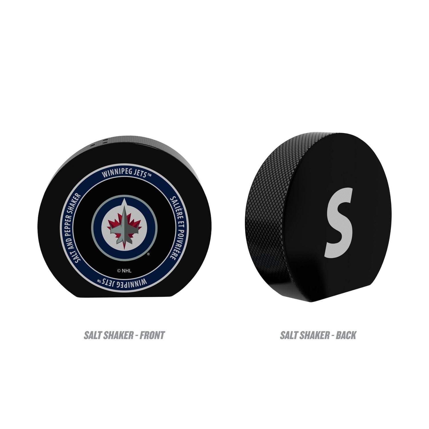 OFFICIALLY LICENSED NHL PUCK SALT & PEPPER SHAKER WINNIPEG JETS