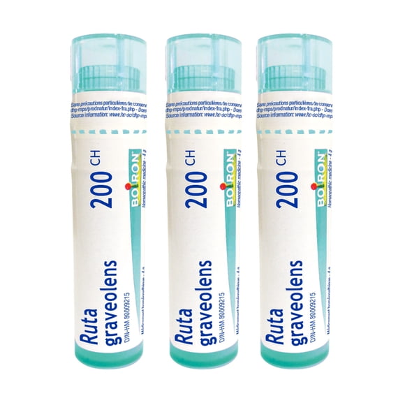 Boiron Ruta Graveolens – Médicament Homéopathique, Boîte de 3 Tubes (4 g Chacun, Env. 80 Pastilles par Tube)