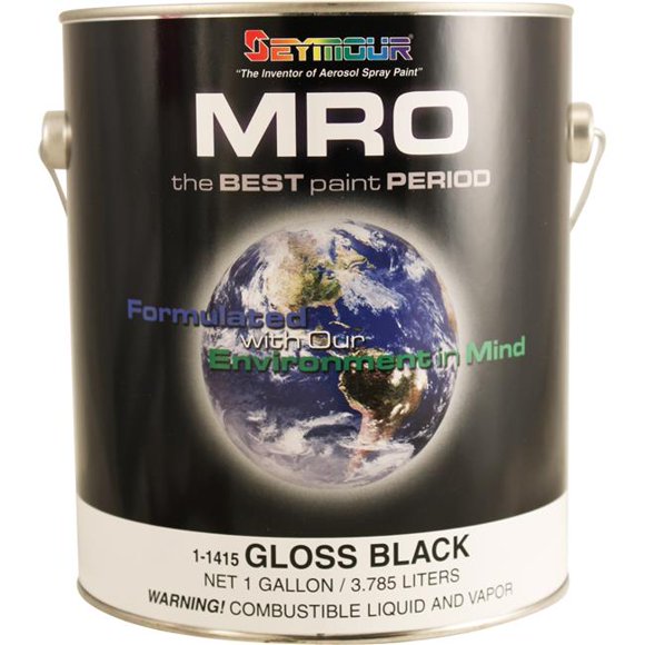 Seymour of Sycamore 1-1415 1 gal Mro Industrial Coatings Enamel Paint, Gloss Black - Pack of 4