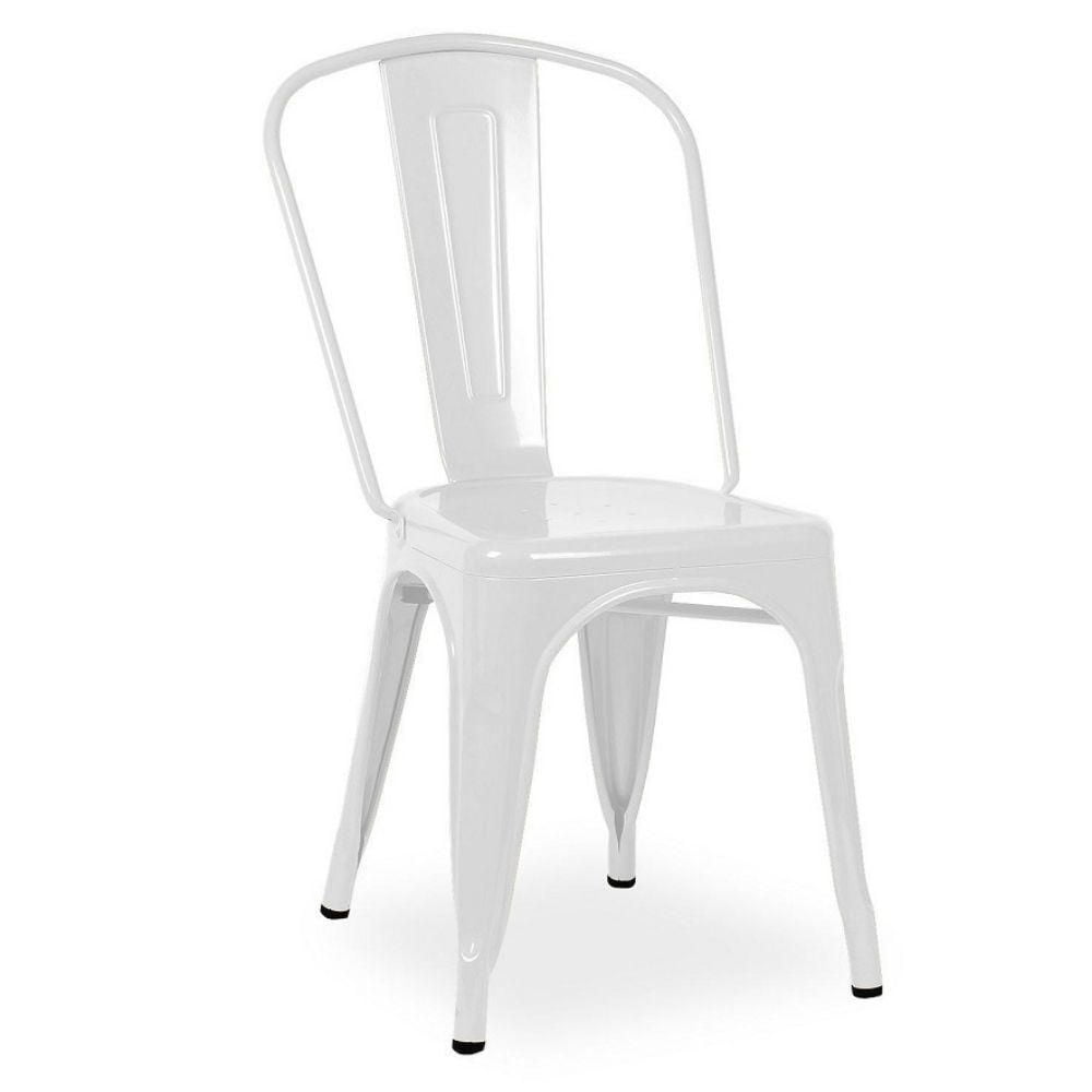Chaise de salle à manger Tolix Roch en blanc, chaise latérale en métal, ensemble de 2