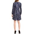 thumbnail image 3 of INSPIRE CHIC Robe Fleurie pour Femme à Col en V, Manches Longues, Taille Cintrée, Demi-Patte de Boutonnage, m Bleu Marine, 3 of 6