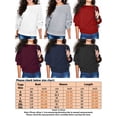 thumbnail image 2 of MAWCLOS Women Pullover Solid Color Jumper Tops Winter Warm Sweater Cozy Work Bat Sleeve Knitted Sweaters White L, 2 of 2