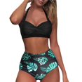 thumbnail image 1 of Women Vintage Swimsuit Two Piece Retro Halter Ruched High Waist Print Bikini Set, 1 of 5