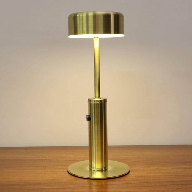 pitrice Dimmable Table Lamp Bar Decor Battery Desk Bedside Cylindrical Gold