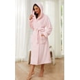thumbnail image 2 of HEARTNICE Womens Hooded Fleece Robe, Long Fluffy Thick Warm Plush Bathrobe,(Light Pink,L-XL), 2 of 5