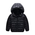 thumbnail image 1 of Innerwin Puffer Coat Solid Color Kids Cardigan Outdoor Hooded Neck Warm Down Jackets Black 100cm, 1 of 2