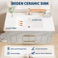 thumbnail image 1 of Modern Floating Bathroom Vanity Set – 36 Inch Wall Mounted Cabinet with 2 Large Soft-Close Drawers, Gold Handles, Ceramic basin, Easy Assembly – Grey, 36 inches, 1 of 6