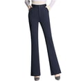 thumbnail image 1 of Womens Trousers Plus Size Bell Bottom Trousers Ttraight Tigh Waist Work Pants, 1 of 9