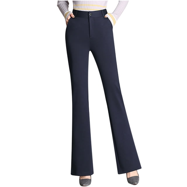 Womens Trousers Plus Size Bell Bottom Trousers Ttraight Tigh Waist Work Pants