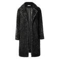 thumbnail image 3 of Innerwin Coat Fuzzy Fleece Ladies Outwear Mid Length Lapel Loose Jacket Black M, 3 of 5