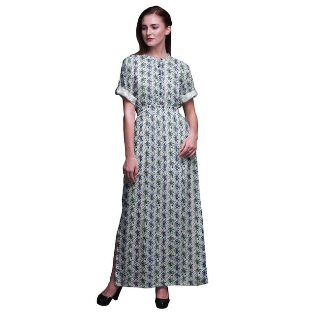 Bimba Robe Longue en Rayonne Tie & Dye Shibori pour Femmes Boho Plage Cocktail Fête Maxi Robe Fendue-TG