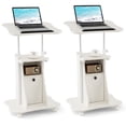 thumbnail image 1 of Costway Lot de 2 Pupitres Mobiles Support de Bureau Chariot pour Ordinateur Portable avec Rangement Hauteur Réglable Blanc, 1 of 1