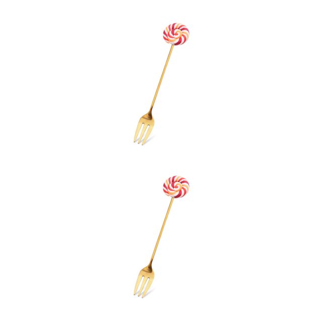 Transemion 1/2/3/5 Cartoon Adorable Restaurant Hotel Tableware Portable Washable Stainless Steel Stirring Mixing Dinnerware Cake Flatware Candy Fork Brown 2PCS
