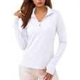 thumbnail image 3 of Sentmoon Chandails à Manches Longues, Chandail de Randonnée Rafraîchissant, Couleur Unie, Col Rond, Doux, Coupe Régulière, Chandails UV pour Femmes pour la Natation et le Surf, Blanc, P, 3 of 7