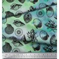 thumbnail image 2 of Soimoi Cotton Jersey Fabric Direction Compass & Seashell Ocean Print Fabric by Yard 58 Inch Wide, 2 of 3