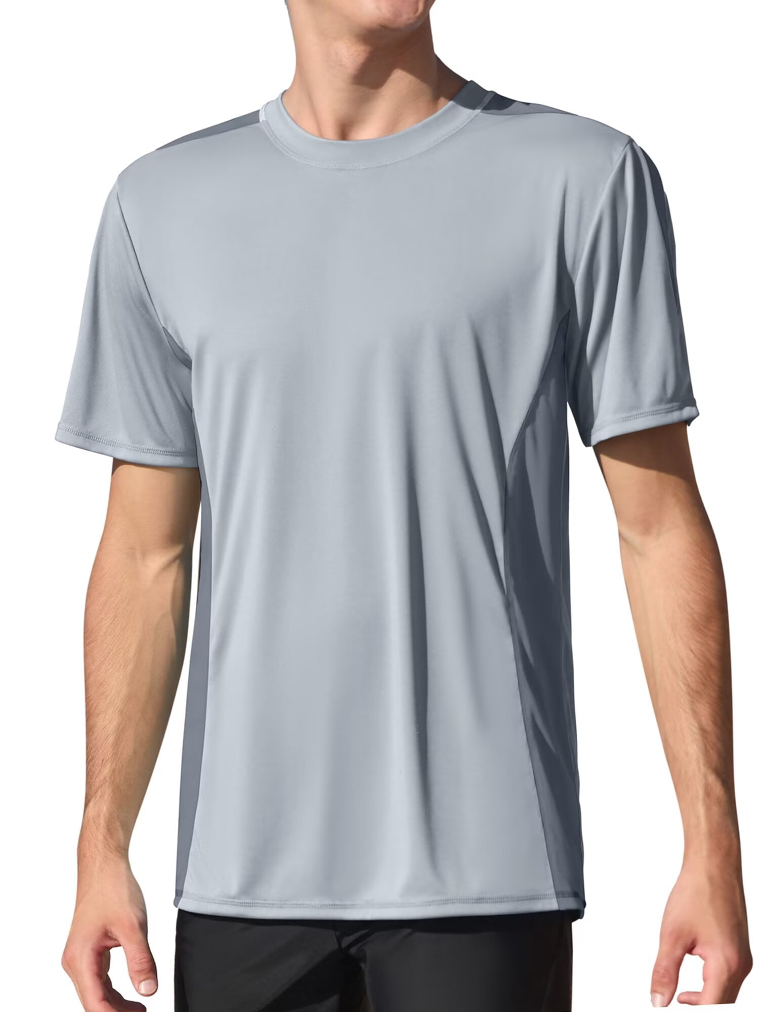 Charmo Mens UPF 50+ Swim Shirts Quick Dry Short Sleeve Swimsuit Tops Sun Protection Running Sufring Rash Guards