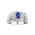 thumbnail image 1 of RYLOS Mens Rings 14K White Gold Ring 6X4MM Oval Shape Gemstone & Diamond Ring Blue Star Sapphire September Birthstone Rings For Man Gold Rings Size 8, 1 of 7