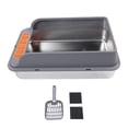 thumbnail image 2 of Large Metal Litter Box, Stainless Steel High Sided Kitty Litter Tray Non Stick Metal Kitty Litter Box for Kitten Medium Cats, 2 of 7