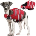 thumbnail image 1 of Kuoser Gilet de Sauvetage pour Chien avec Bandes Réfléchissantes, Gilet de Sauvetage pour Chien Ajustable, Rouge, TP, 1 of 7