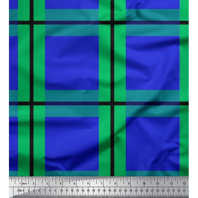 Soimoi Poly Georgette Fabric Check Check Decor Fabric Printed Yard 52 Inch Wide