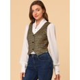 thumbnail image 4 of INSPIRE CHIC Veste Sans Manches à Carreaux Extensible Asymétrique pour Femme à Col en V, Taille Cintrée, à Boutons, 4 of 6