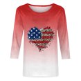 thumbnail image 4 of EQWLJWE Blouses à Manches Longues pour Femmes Hauts pour Femmes Liquidation Mode Féminine Décontractée Col Rond Couture Couleur Contrastante T-shirt Blouse à Manches 3/4, 4 of 4
