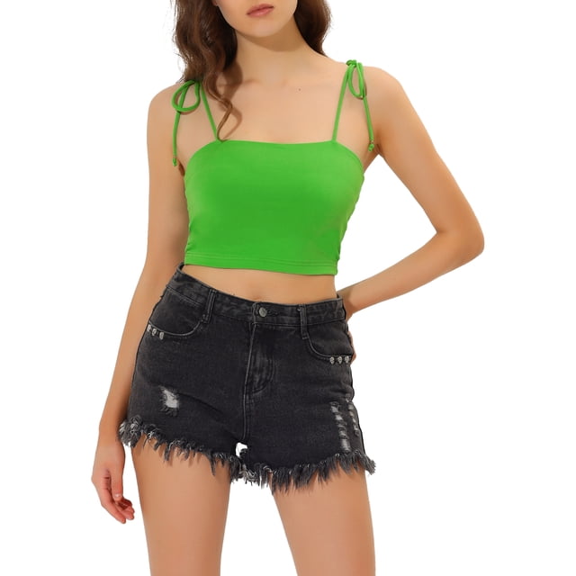 INSPIRE CHIC Camisole Tube d'Été à Bretelles Spaghetti à Nouer à Rayures pour Femme P Vert