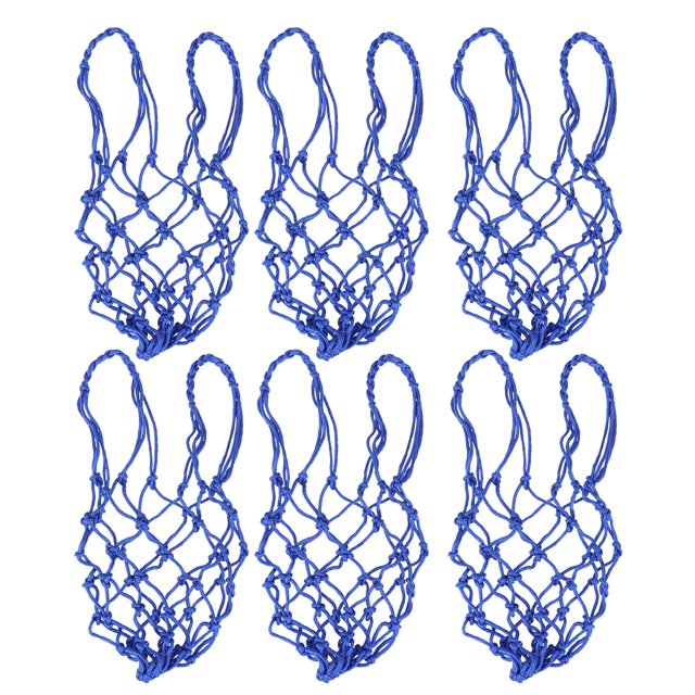 EeaseCA 6 Pcs Sac de Basketball Robuste à Cordon, Filet en Maille de Ballon en Nylon, Porte-Soccer, Sac de Rangement à Cordon, Poche de Basketball (Bleu)